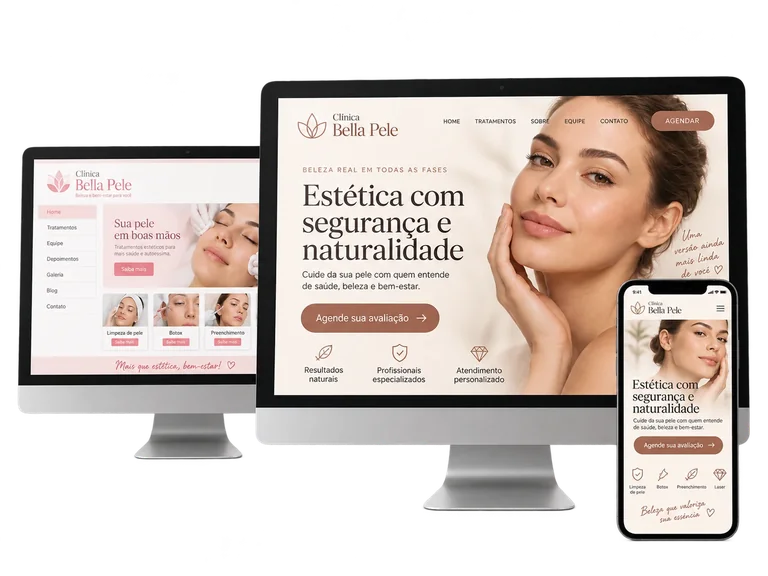 Conceito demonstrativo antes e depois para clínica de estética