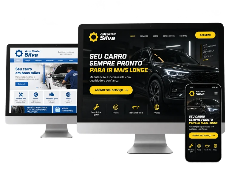 Conceito demonstrativo antes e depois para oficina automotiva