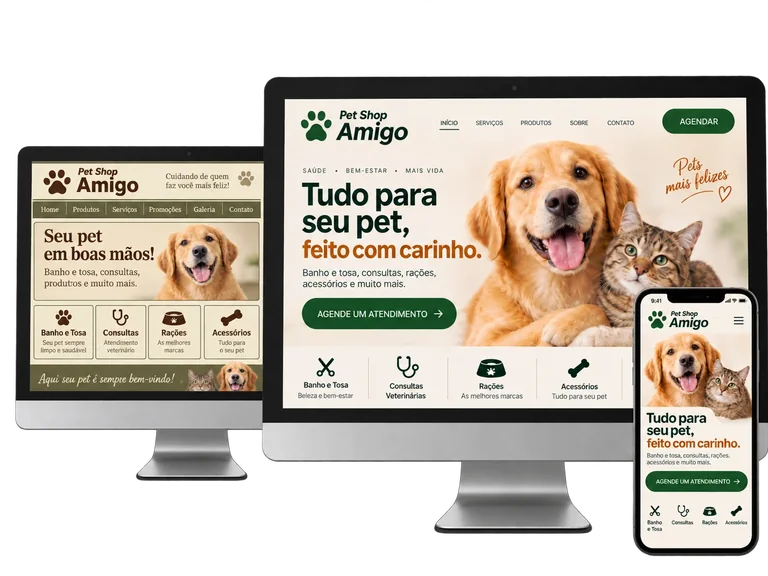 Conceito demonstrativo antes e depois para pet shop